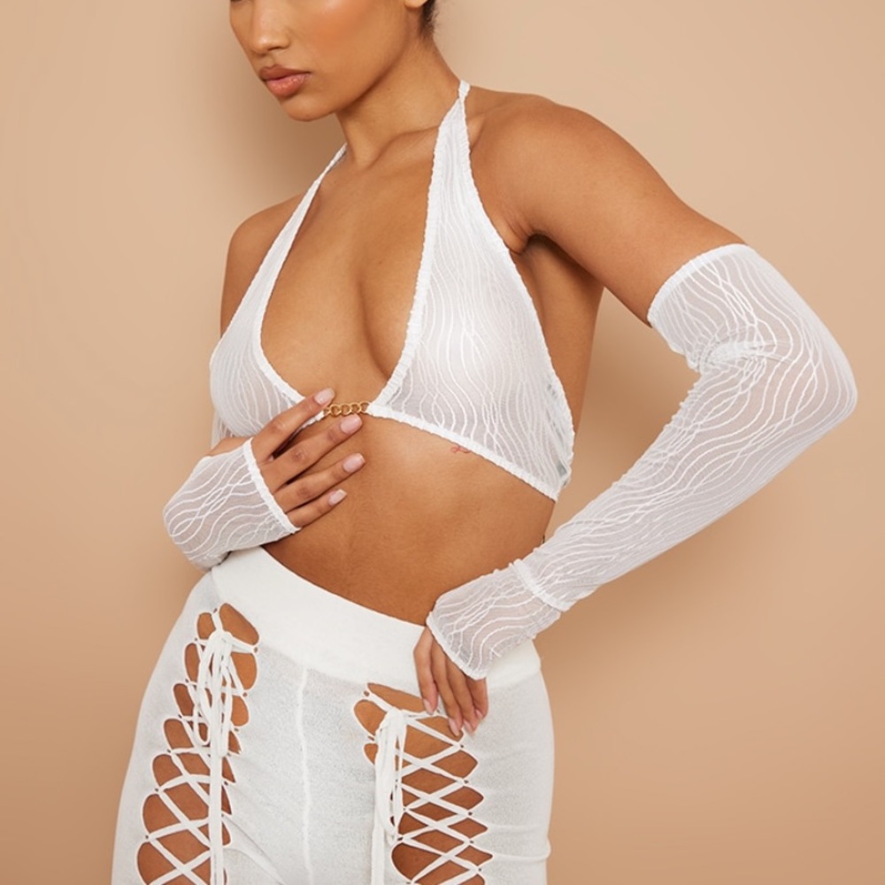White mesh crop top